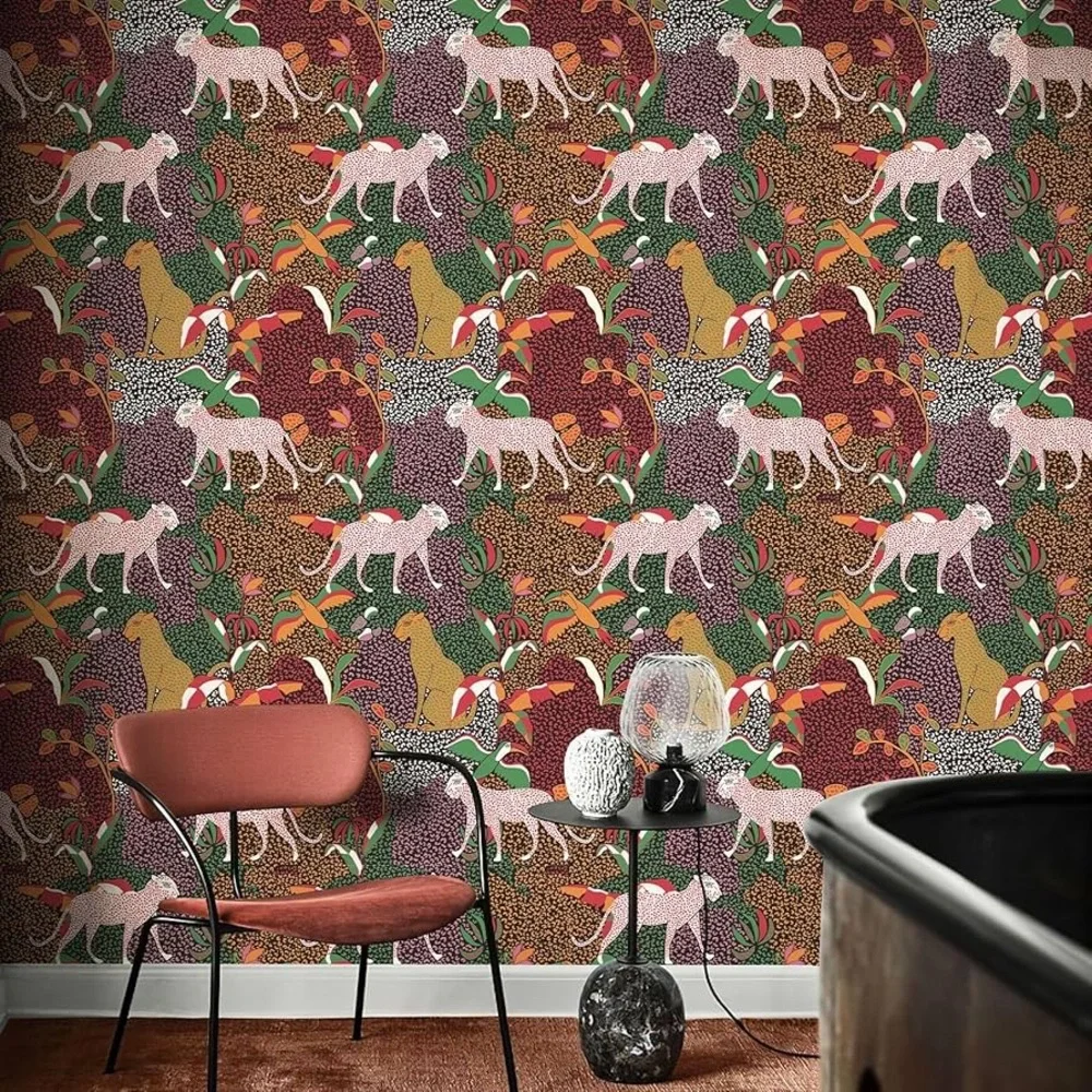 🆕 Colorful Leopard Animal Print Peel-N-Sticky Wallpaper Roll